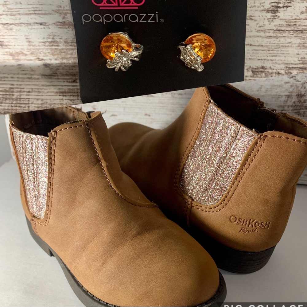 OSHKOSH B`GOSH GIRLS ANKLE BOOTIE Plus Earrings 🎃